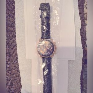 NEW Black Silicone Watch with Gold Accents NEW in pkg Unisex